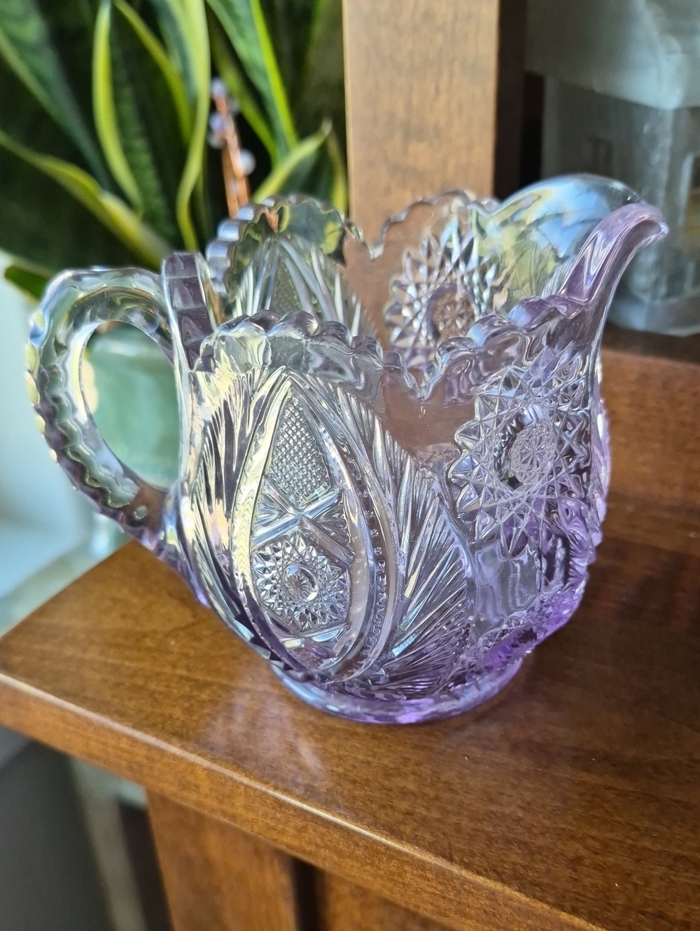 Purple Pressed Glass Creamer Pitcher